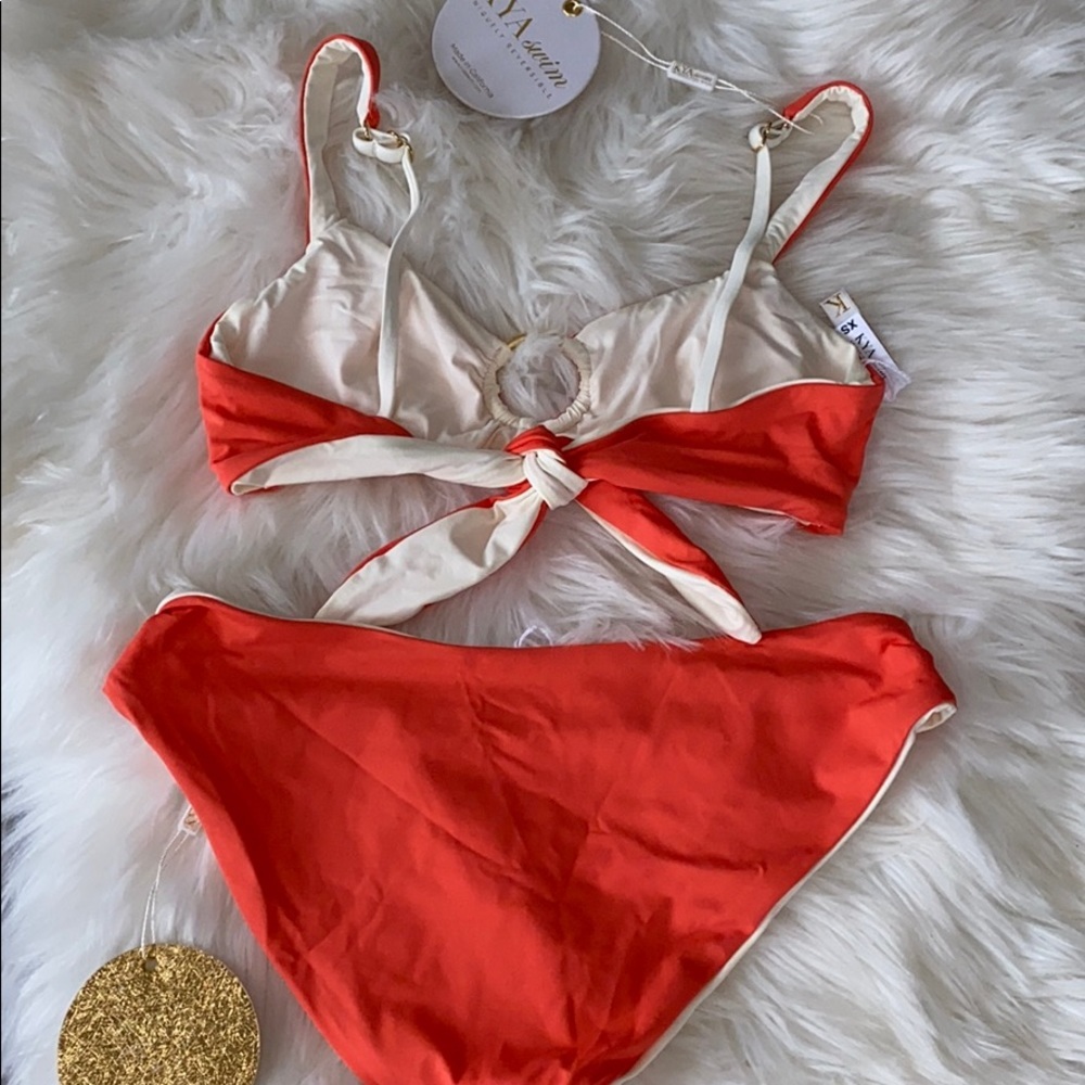 NEW Reversible Kya Swim orange white gold bikini - Picture 7 of 7